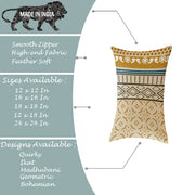Geometrical Printed Canvas Cotton Rectangular Cushion Covers, Set of 2